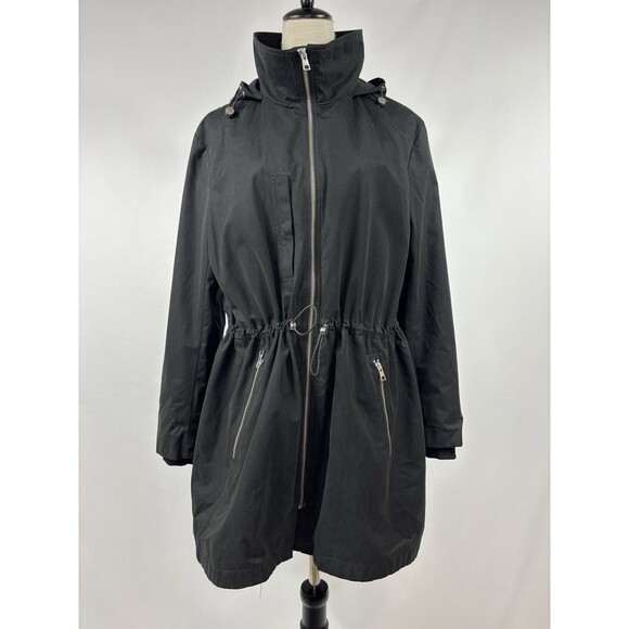 Soia & Koi Revolve Utility Jacket Anorak Black Size XL Hooded Pockets Rain Coat - Picture 16 of 16